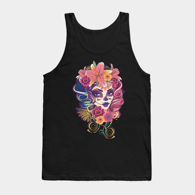 Calavera girl with flowers Tank Top by AnnArtshock